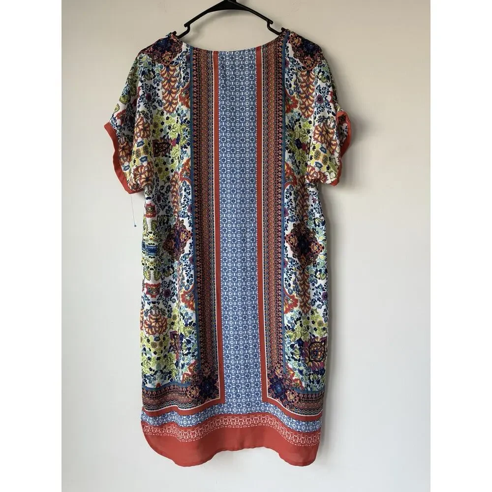 Uncle Frank Anthropologie Boho Tunic Geo Floral Dress Size M Multicolor Beach​ - Picture 2 of 6